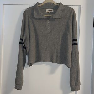 Cropped waffle tee quarter zip